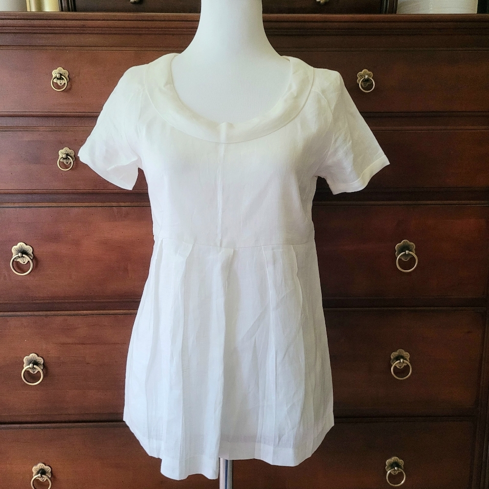 British India Traveller white pure linen top small.